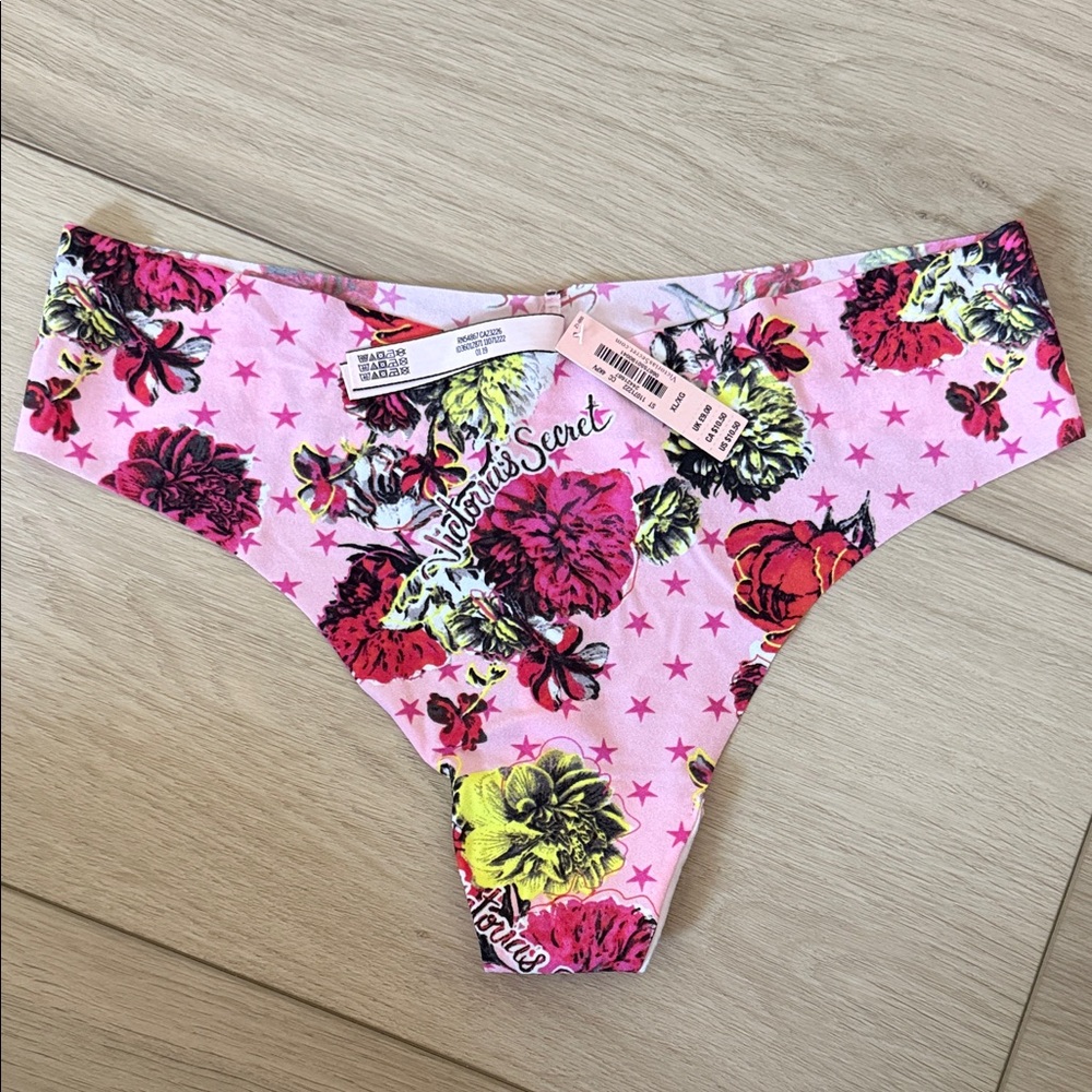 NWT Victoria's Secret Thong Floral Print Underwear - Pink